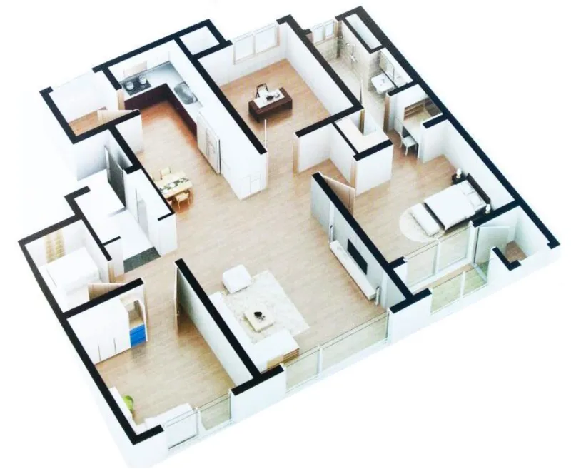 아주동 덕진 거제의봄 67㎡A 평면도 - 방3개 거실 주방 욕실2개 28평형 107세대